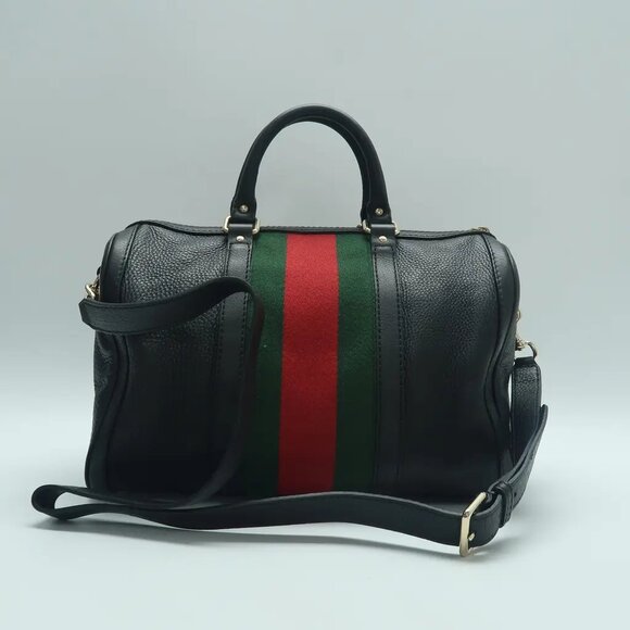 GUCCI Boston Black Leather Satchel 714-033125 - Picture 2 of 12